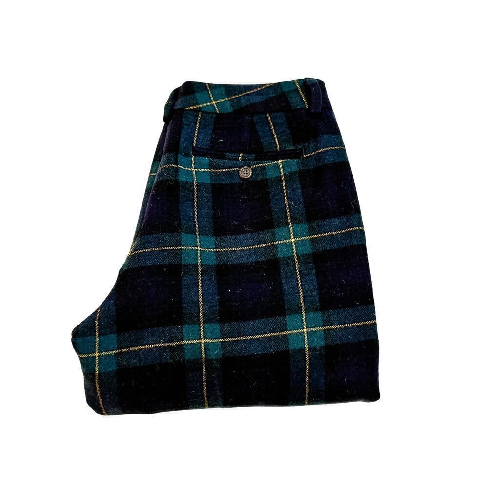 Polo Ralph Lauren Green Plaid Tartan Wool Slacks Size 18 Juniors
